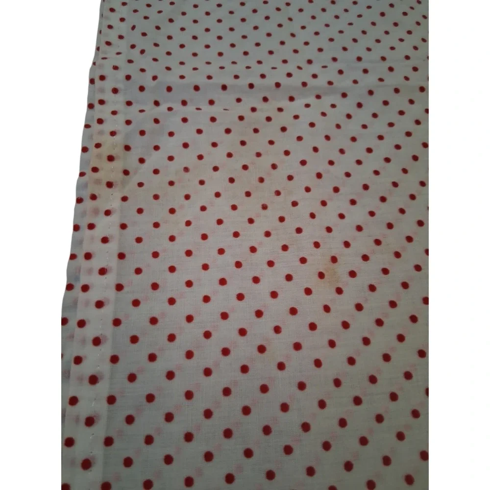 Vtg Cafe Curtains & Kitchen Valance Set Red White Polka Dot Flower Decor READ